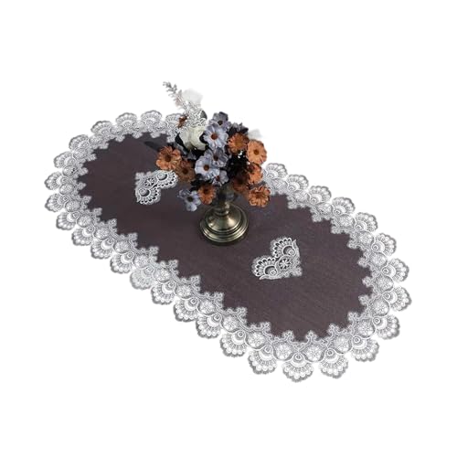 Mehrzwecktischabdeckung Polyester Stoff Stickerei Spitzenverkleidung Tischdecke Protektor Für Esstisch Wohnzimmer Dekore Mesh Spitze Tisch Doily von THINCAN