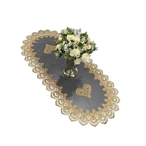 Mehrzwecktischabdeckung Polyester Stoff Stickerei Spitzenverkleidung Tischdecke Protektor Für Esstisch Wohnzimmer Dekore Mesh Spitze Tisch Doily von THINCAN