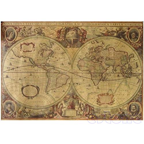 THINCAN 71x50cm Retro Vintage Old Weltkarte Mattbraunes Papier Poster Home Decor von THINCAN