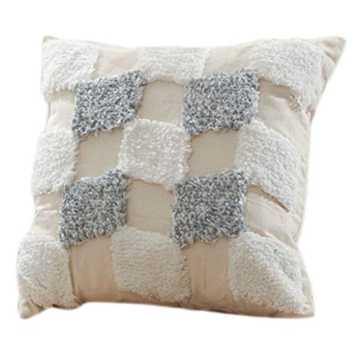 THINCAN Cotton Convas Tufted Wurfkissen Für Case Stammes Handgewebt Geometrisch Abstraktes Muster Quadratische Dekorative Kissenabdeckung Für Sofa Couch Schlafzimmer Kissen von THINCAN
