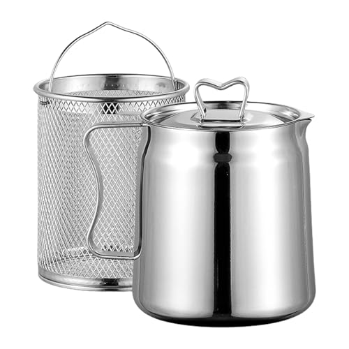 THINCAN Edelstahl Ölfilterbehälter Mit Hoher Kapazität Deckel Und Sieb Frittiertöpfen Zum Camping Freien Außenkochen Ölsiebflasche Großer Kapazität von THINCAN