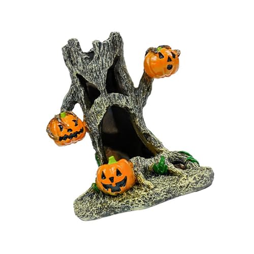THINCAN Halloween Fish Tanks Dekorationen Stumpfkürbishausharz Figuren Für Innen Außenaquarium Und Garten Zeigen Unterwasser Halloween Statuen Aus von THINCAN