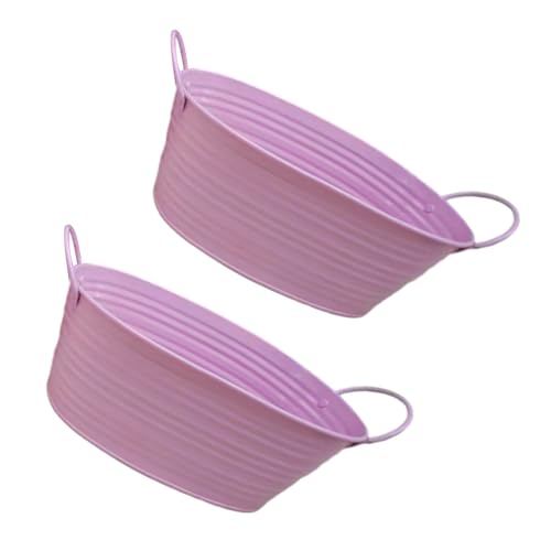 THINCAN Mehrzweckmetallblütenbehälter Pflanzer Ovales Design Für Balkon Windowsill Gardening Home Wedding Party Display 2PCS Oval Blumentopf Für Innen Freien Innenbereich von THINCAN