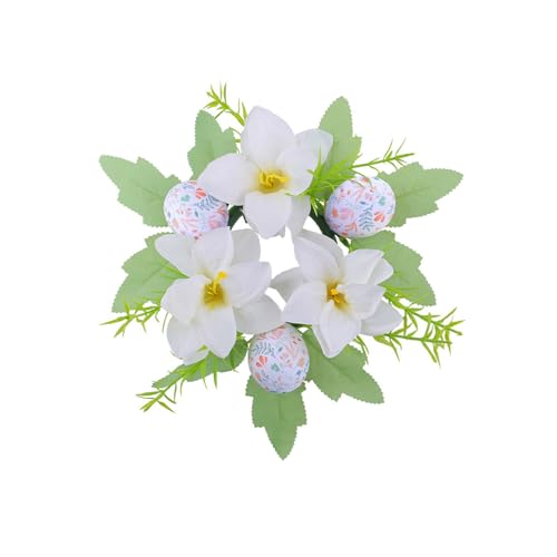 THINCAN Packung Mit 4 Kerzenhalterringen Mit Künstlichen Farbenfrohe Eier Weinflaschenkranz Dekorative Kerzenringe Kranz Mittelstücke von THINCAN