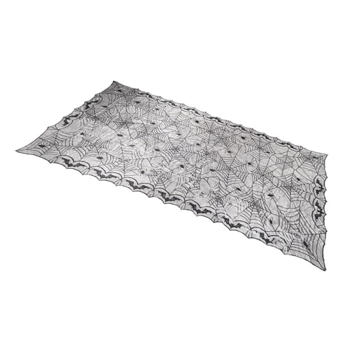 THINCAN Stilvoller Rechteckiger Esstisch Dekore Mit Horror Spitzenspiderweb Und Fledermaus Multi Use Spiderweb Tuch Für Halloween Einzigartige Heimdekoration von THINCAN