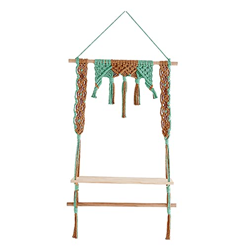 THINCAN Vintage Makrame Wand Hanging Handgefertigtes Baumwollseilregal Wanddekoration Für Saftige Pflanzen Kerzen Foto Foto von THINCAN