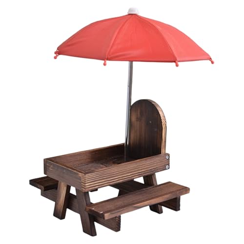 Wetterfeste Holz Eichhörnchen Feeder Feeder Mit Abnehmbarem Regenschirm Für Wildtiere Freien Kleine Haustier Fütterungsversorgung Pet Tisch von THINCAN