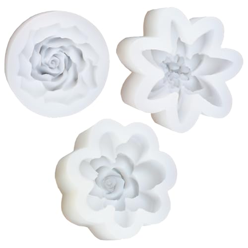 Wiederverwendbare Rose Silikonformen Für Handgefertigte Seife Und Kerzenkräfting 3 Blumendesigns Lebensmittelqualität Easy Demold Rose Silikonform Für Kerzen Und Seife von THINCAN