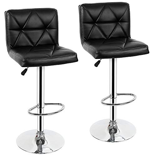 Barhocker für Frühstück Stools Moderne Küchenmöbel aus Kunstleder Drehstühle mit verstellbarer Höhe (schwarz) von THINFAR