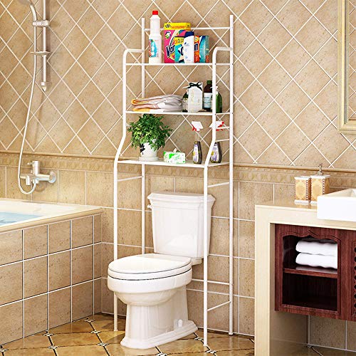 THINFAR 3-Tiers lackierter Stahl Toilettenregal WC-Regal Badezimmer Regal Aufbewahrungsregal für Badezimmer, 165 * 55 * 26cm (Weiß) von THINFAR