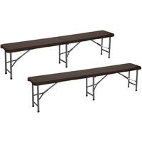2er-Pack Klappbare Catering-Bänke Rattan-Effekt 180x28x43cm Thinia Home 2er-Pack Klappbare Catering-Bänke Rattan-Effekt 180x28x43cm Thinia Home von THINIA HOME