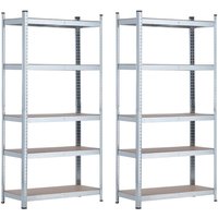 2er-Pack modulare Metallregale mit 5 Böden, 875 kg, 90 x 40 x 180 cm, Thinia Home von THINIA HOME