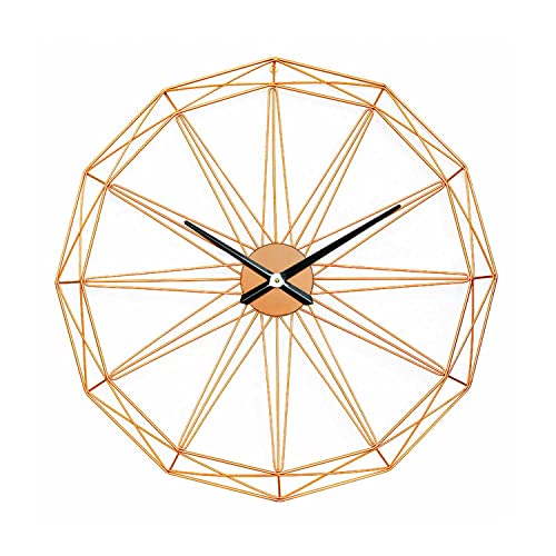 THINIA HOME - Moderne goldene Wanduhr Ø 80 cm, Aluminium/Metall, Haus, Büro und Büro, kontinuierliche Nadelbewegung, extra leise, geometrisches Design, moderner Stil, goldfarben von THINIA HOME