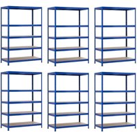 Thinia Home - 6er-Pack modulare Metallregale mit 5 Böden, 1250kg, Blau, 120x60x180cm, 7house von THINIA HOME