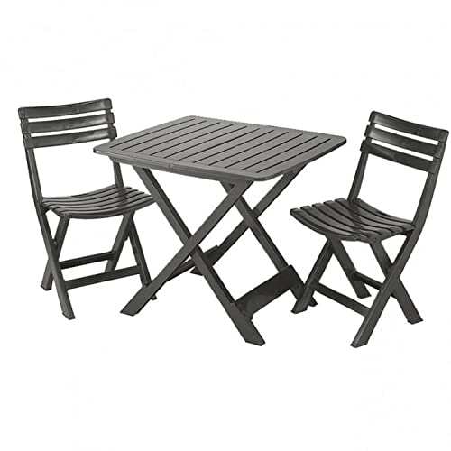 THINIA HOME Camping-Set Campingset anthrazit 1 Tisch + 2 Stühle, Grau, One Size von THINIA HOME