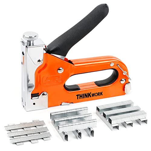 THINKWORK Handtacker Set - 3-in-1 Tacker mit 900 Klammern, Tackerpistole für Holz, Polster, Zäune, Möbel, Dekoration, Kabelbefestigung von THINKWORK