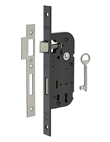 THIRARD - Einsteckschloss NF mit Schlüssel für Zimmertür, Achse 40 mm, quadratische Enden, Schwarz, 1 Schlüssel von Thirard