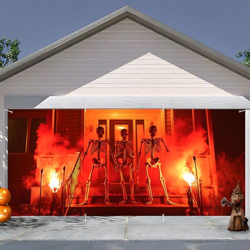 1.8 x 4.0 m Halloween Garagentor Dekorationen Halloween Dekorationen Hexentür Abdeckung Hängendes Banner Kessel Hintergrund Wandbild für Zuhause, Outdoor, Indoor, Gruselparty, Wand, Fenster (rot) von THISFIND