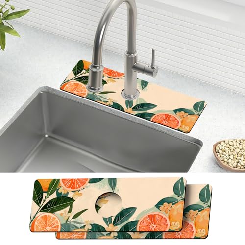 Super saugfähige Spülbeckenmatten, schnell trocknender Spritzschutz für Küchenarmatur, Arbeitsplatte und Badezimmer, 38,1 x 14,9 cm, Orange, 38,1 x 14,9 cm, 2 Stück Super saugfähige Spülbeckenmatten, schnell trocknender Spritzschutz für Küchenarmatur, Arbeitsplatte und Badezimmer, 38,1 x 14,9 cm, Orange, 38,1 x 14,9 cm, 2 Stück von THISFIND
