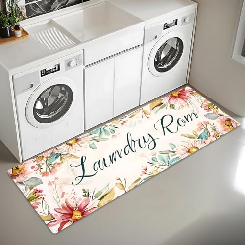 THISFIND Waschküchenläufer mit Blumenmuster, 50,8 x 119,4 cm, rutschfeste, wasserdichte Bodenmatte, Bauernhaus, Küche, Bodenmatte für Schlamm und Badezimmer THISFIND Waschküchenläufer mit Blumenmuster, 50,8 x 119,4 cm, rutschfeste, wasserdichte Bodenmatte, Bauernhaus, Küche, Bodenmatte für Schlamm und Badezimmer von THISFIND