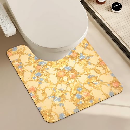 WC-Vorleger, U-förmig, niedlicher Badteppich, dick, weich, maschinenwaschbar, Toilettenteppich, rutschfeste Badezimmer-Fußmatten, super saugfähige Mikrofaser-Badteppiche von THISFIND