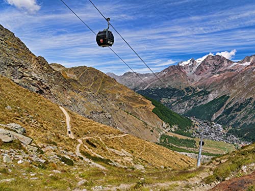 THISIT Malen nach Zahlen Kits, DIY Handgemalt Ölgemälde Kits,Berge,Seilbahn,Kabine,Natur,Reisen-40 * 50cm Rahmenlos von THISIT