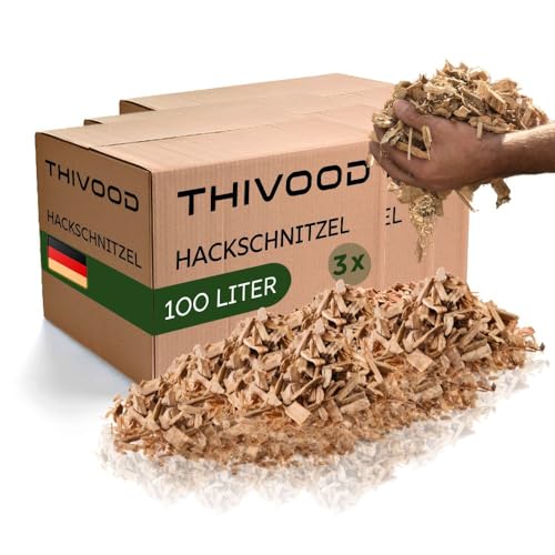 THIVOOD Hackschnitzel 300 Liter für den Garten - Ideal für Hackschnitzelheizung und als Anzünder - trockene Kiefer Holzhackschnitzel - Rindenmulch-Ersatz für Spielplatz, Gartenwege und Beete THIVOOD Hackschnitzel 300 Liter für den Garten - Ideal für Hackschnitzelheizung und als Anzünder - trockene Kiefer Holzhackschnitzel - Rindenmulch-Ersatz für Spielplatz, Gartenwege und Beete von THIVOOD