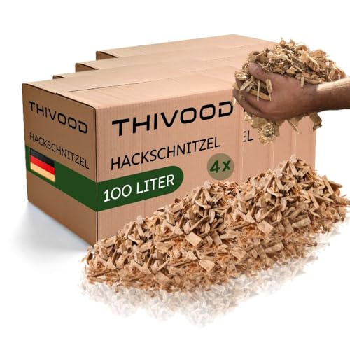 THIVOOD Hackschnitzel 400 Liter für den Garten - Ideal für Hackschnitzelheizung und als Anzünder - trockene Kiefer Holzhackschnitzel - Rindenmulch-Ersatz für Spielplatz, Gartenwege und Beete THIVOOD Hackschnitzel 400 Liter für den Garten - Ideal für Hackschnitzelheizung und als Anzünder - trockene Kiefer Holzhackschnitzel - Rindenmulch-Ersatz für Spielplatz, Gartenwege und Beete von THIVOOD