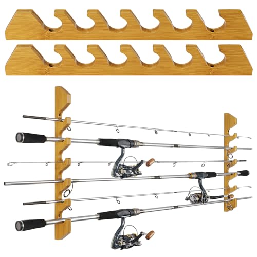 THKFISH Angelrutenhalter, Holz-Angelrutenregal für Zuhause, Garage, wandmontierte Angelrutenhalter, hält bis zu 5/6/10/12 Ruten oder Combos oder Netze Aufbewahrungsregale THKFISH Angelrutenhalter, Holz-Angelrutenregal für Zuhause, Garage, wandmontierte Angelrutenhalter, hält bis zu 5/6/10/12 Ruten oder Combos oder Netze Aufbewahrungsregale von THKFISH