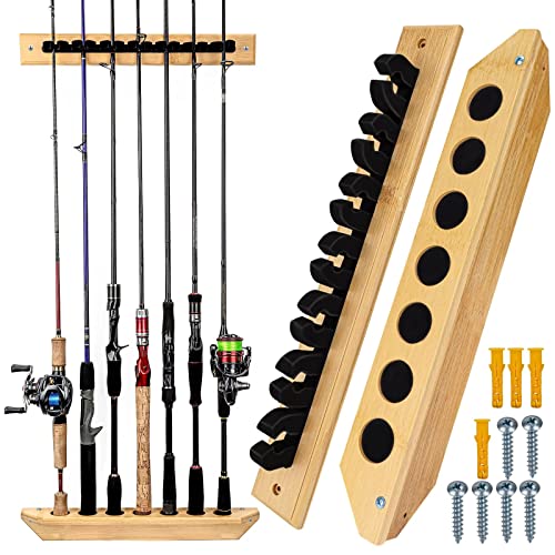 THKFISH Rutenständer Angelruten Angelrutenhalter für Garage Holz Angelstange Wand Rack Store 7 Angelrute Combos,1 Paar Vertikales THKFISH Rutenständer Angelruten Angelrutenhalter für Garage Holz Angelstange Wand Rack Store 7 Angelrute Combos,1 Paar Vertikales von THKFISH
