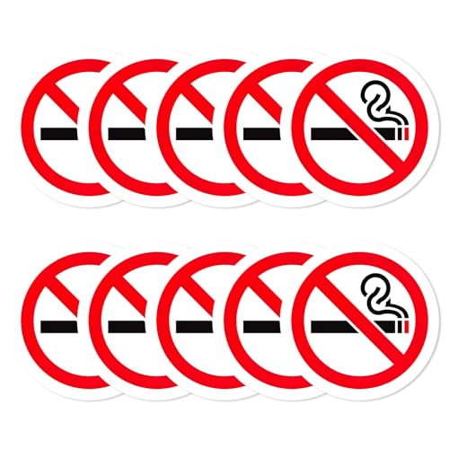 Rauchen Verboten Schild Aufkleber, 10pcs Nichtraucher Aufkleber Rund 3inch/7.5cm No Smoking Sticker Sign Wasserdicht Rauchverbot Aufkleber Selbstklebend Warnzeichen Für Außen-Und Innenbereich von THKO