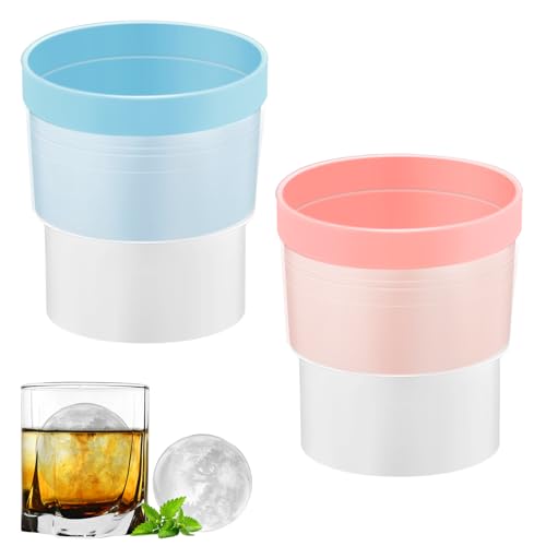 Eiswürfelform Silikon Groß, 5.9cm Set aus 2 Eiswürfelform Rund, Silikon Eiswürfelform mit Deckel, Lce Ball Maker mit Wasserdichter Abdichtung, 2-in-1 Leicht zu Entformen Perfekt Rund Blau Pink Eiswürfelform Silikon Groß, 5.9cm Set aus 2 Eiswürfelform Rund, Silikon Eiswürfelform mit Deckel, Lce Ball Maker mit Wasserdichter Abdichtung, 2-in-1 Leicht zu Entformen Perfekt Rund Blau Pink von THKO