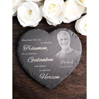 Schieferherz 30x30 cm Mit Individueller Lasergravur - Wetterfest & Personalisierbar, Ideal Als Gedenktafel Oder Geschenk von THKreativDesign