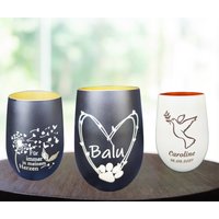 Windlicht Mit Professioneller Wunschgravur/Gedenklicht/Kristallglas/Grabschmuck/Erinnerung Mensch Und Haustier/Hund/Katze/Pferd/Trauerlicht von THKreativDesign