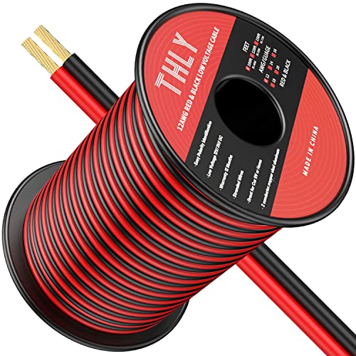 THLY 12awg/2x3,3mm² Elektrokabel 30,48Meter 2 Leiter Rot Schwarz Anschlusskabel 12V/24V DC Kabel LED Streifen Verlängerungskabel für Autolautsprecher Kabel von THLY