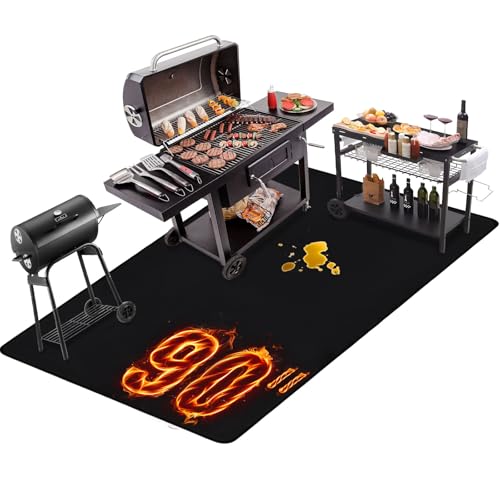 THMINS 229X122CM Extra Large Grill Mat for Outdoor Grill - Fireproof Deck and Patio Protector, Waterproof and Oil-Proof Barbecue Grill Mat von THMINS