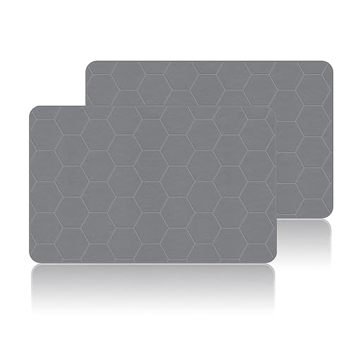 THMINS 2er Pack Extra Große Diatomeenerde Stein Badematte 80x50 cm, rutschfest, Super Saugfähig, Schnelltrocknend für Badezimmer/Küche, Einfach zu Reinigen von THMINS