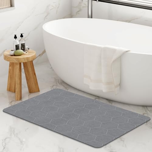 THMINS Extra Große Diatomeenerde Stein Badematte 80x50 cm, rutschfest, Super Saugfähig, Schnelltrocknend für Badezimmer/Küche, Einfach zu Reinigen von THMINS