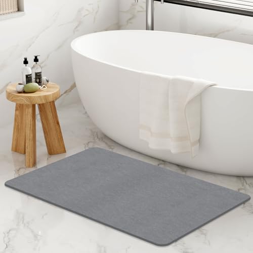 THMINS Extra Große Diatomeenerde Stein Badematte 80x50 cm, rutschfest, Super Saugfähig, Schnelltrocknend für Badezimmer/Küche, Einfach zu Reinigen von THMINS