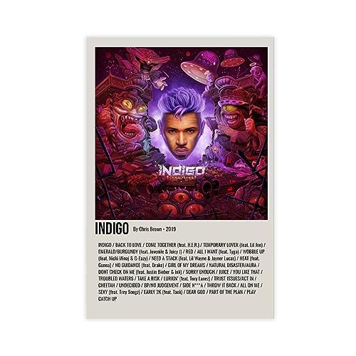 Chris Brown Indigo 2019 Musikalbum Cover Schlafsaal Schlafzimmer Wandkunst Deco Poster Leinwand Poster Wandkunst Dekor Druck Bild Gemälde für Wohnzimmer Schlafzimmer Dekoration ungerahmt 20 x 30 cm von THNIKK