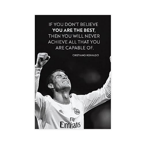 Cristiano Ronaldo Poster mit klassischen Zitaten "If You Don't Believe You Are The Best Club Cafe", Wanddekoration, Leinwand, Schlafzimmer, Dekoration, Sport, Landschaft, Büro, Raumdekoration, von THNIKK