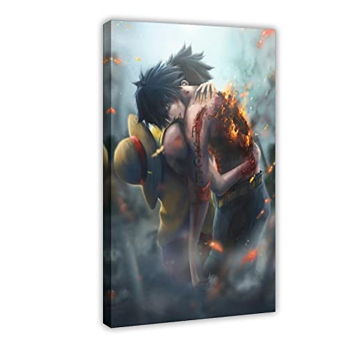 One Piece Luffy and Ace Anime Charakter Schlafsaal Schlafzimmer Wandkunst Deco Poster Leinwand Poster Wandkunst Dekor Druck Bild Gemälde für Wohnzimmer Schlafzimmer Dekoration Rahmenstil 20 x 30 cm von THNIKK