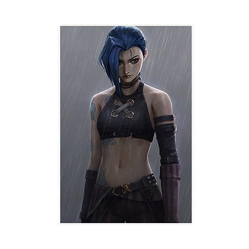 THNIKK Jinx Character League of Legends Game Decor Poster Leinwand Poster Schlafzimmer Dekor Sport Landschaft Büro Zimmer Dekor Geschenk ungerahmt 60 x 90 cm von THNIKK