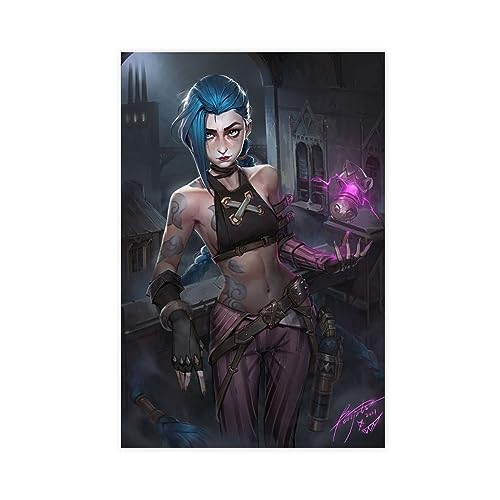 THNIKK Jinx Character- League of Legends Game Wall Art Deco Poster Leinwand Poster Schlafzimmer Dekor Sport Landschaft Büro Zimmer Dekor Geschenk ungerahmt 30 x 45 cm von THNIKK