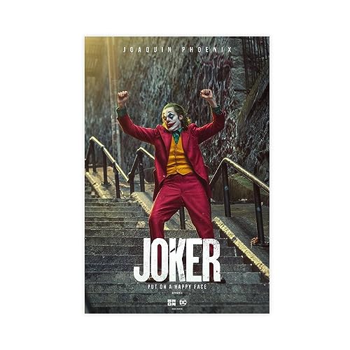 THNIKK Leinwandposter Joaquin Phoenix als Joker 2019, klassischer Verbrechensfilm, Wandkunst, Deko, Schlafzimmer, Dekoration, Sport, Landschaft, Büro, Raumdekoration, Geschenk, ungerahmt, 60 x 90 cm von THNIKK