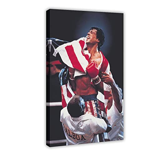 THNIKK Rocky Balboa American Sports Drama Film Cover Schlafsaal Schlafzimmer Wandkunst Deco Poster Leinwand Poster Schlafzimmer Dekor Sport Landschaft Büro Zimmer Dekor Geschenk Rahmen-Stil 60 x 90 cm von THNIKK