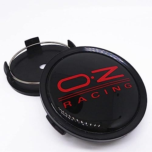 THOMIX 4 Stück Nabendeckel für OZ Racing 75mm, Verschleißfest Und Langlebig Radnabenabdeckung Center Radkappen Radnabendeckel Mit Logo Zierdeckel Zubehör,A Black von THOMIX