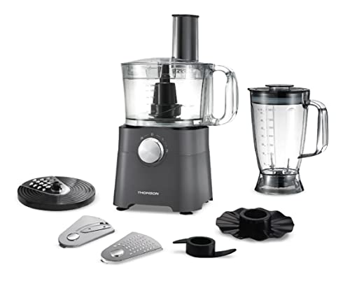 THOMSON Multifunktionaler Standmixer mit 2 Geschwindigkeiten + Impulsfunktion, 2 Liter Fassungsvermögen, Rutschfeste Füße, Rostfreie Edelstahlklingen, 750 Watt Leistung, grau von Thomson