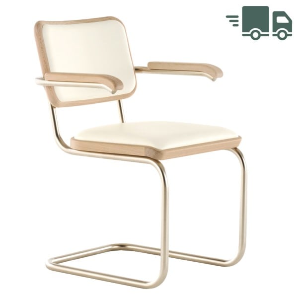 JS. THONET S 64 P NORDIC 03 | Eiche weiß pigmentiert | Leder alabaster weiß |... von THONET