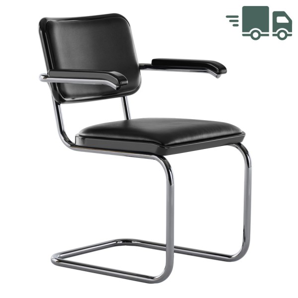 JS. THONET S 64 P SERIOUS 01 | Buche schwarz Hochglanzlack | Stahlrohr-Freisc... von THONET